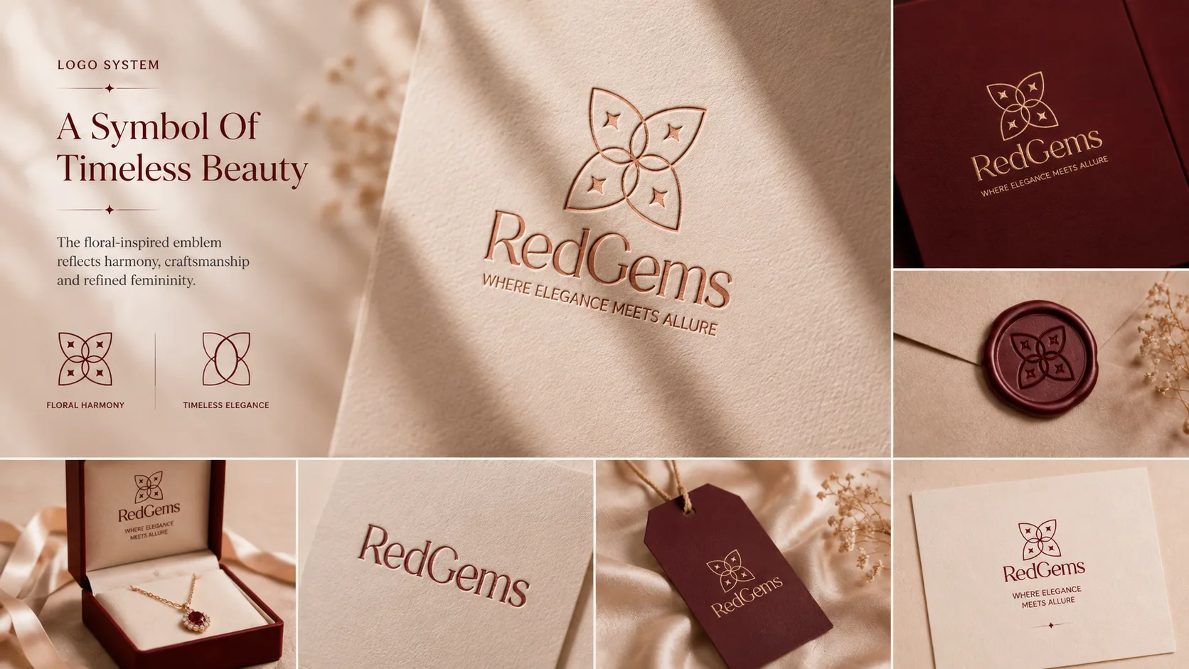 Red Gems — Logo and Branding packaging & visual design mockup 5 by Raghav Chopra